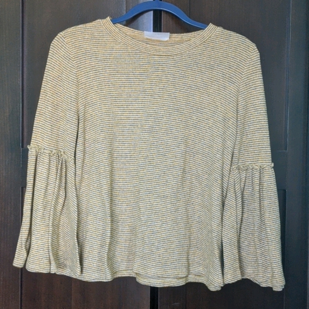 Bell Sleeve Yellow Stripe Top
